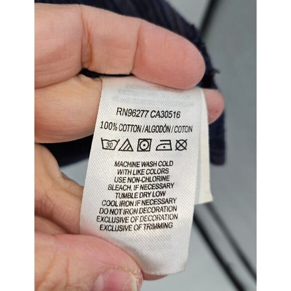 Vans Pullover Shirt Hoodie Mens Sz Medium L/S Blue Red Striped Embroidered Logo - Picture 6 of 6